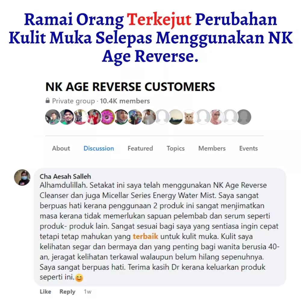 testimoni cleanser nk age reverse